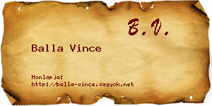 Balla Vince névjegykártya